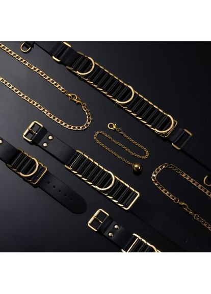 Черный демисезонный пояс с золотыми цепочками indulge in the restraints collection UPKO