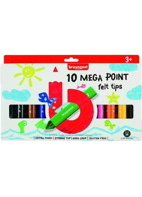 Набір дитячих фломастерів MEGA POINT 10кол. Bruynzeel (362578368)
