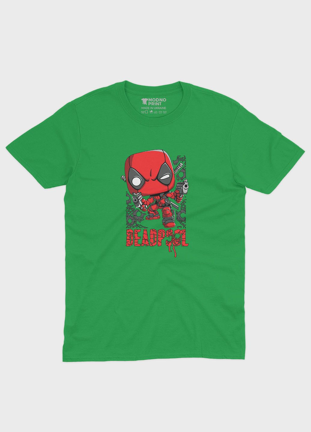 Зеленая демисезонная футболка для мальчика с принтом антигероя - дедпул (ts001-1-keg-006-015-029-b) Modno