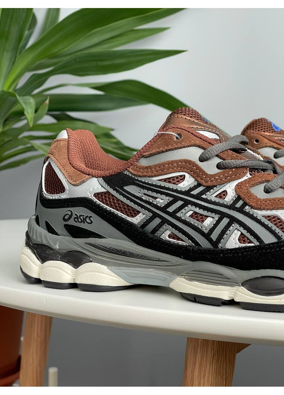 Коричневі Осінні кросівки чоловічі і жіночі asics gel-nyc brown black grey | асікс гель-нюк коричневі No Brand