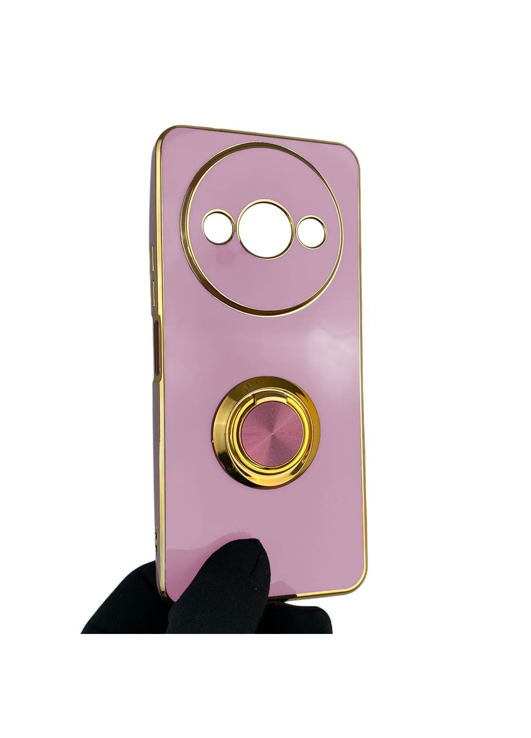 Чохол для Redmi A3 з кільцем-підставкою із золотою окантовкою на сяомі редмі а3 чорничний gs1 Xiaomi (366231481)