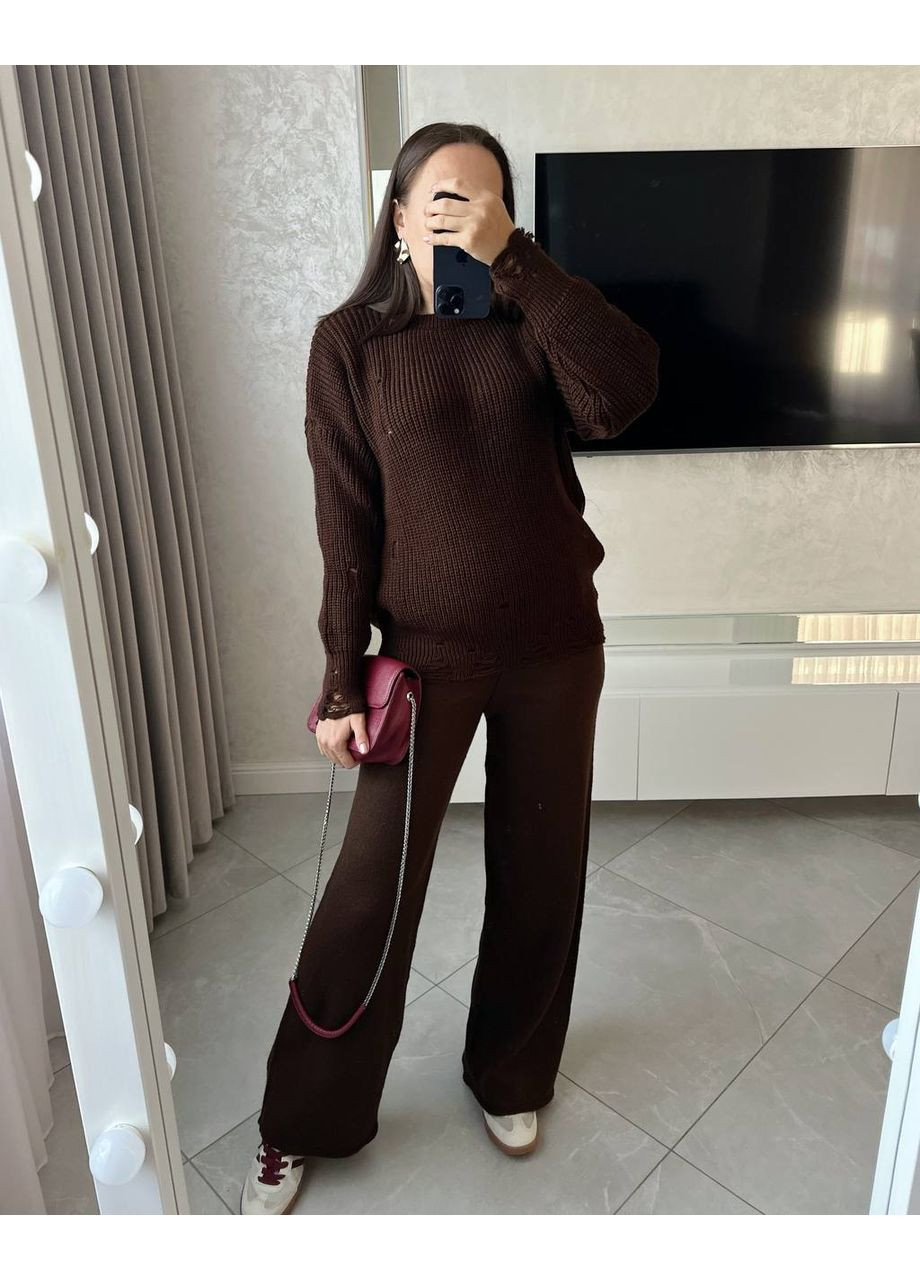 Коричневий демісезонний светр універсальний – замір в описі DK/DL Мода без кордонів