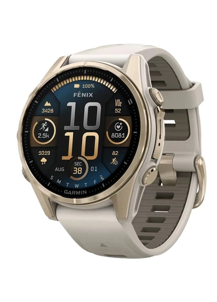 Смарт-годинник Fenix 8 43мм AMOLED Sapphire Soft Gold з ремінцем Fog Gray/Dark Sandstone S. (010-02903-10/11) Garmin (373032461)