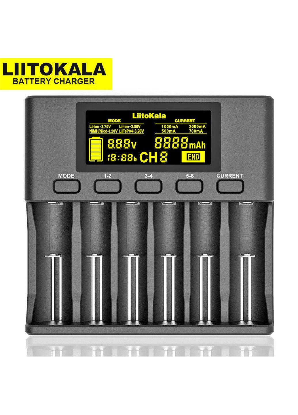 Зарядний пристрій Lii-S6 (на 6 каналів) з блоком живлення і автоадаптером LiitoKala (332634105)