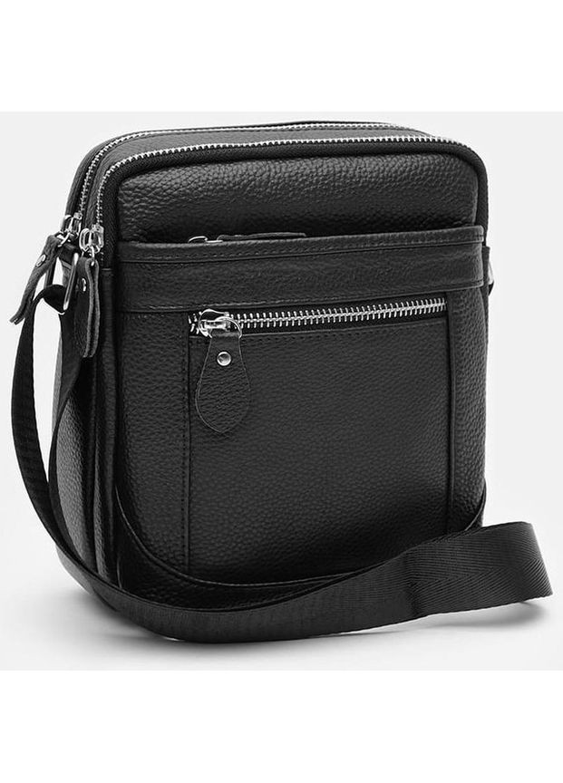 Сумка планшет через плече чоловіча з натуральної шкіри маленька Чорний 36559 Keizer (353690051)