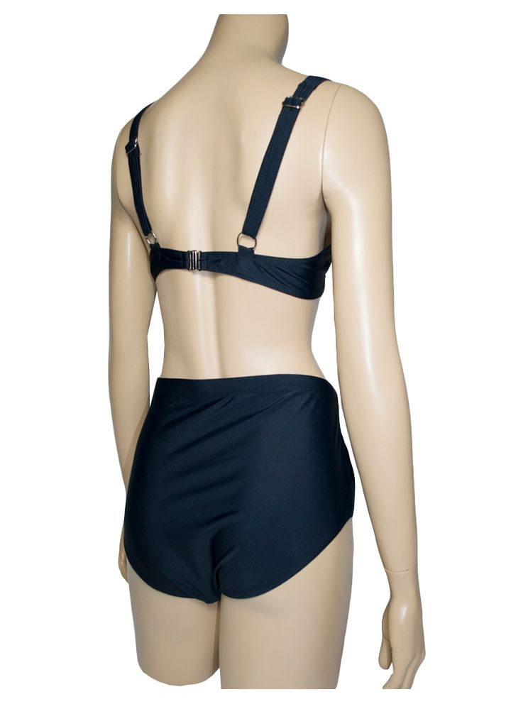 Черный летний купальник большого размера с мягкой чашкой и закрытыми плавками модель 0175 черный арт.7123 раздельный Fuba.Vi