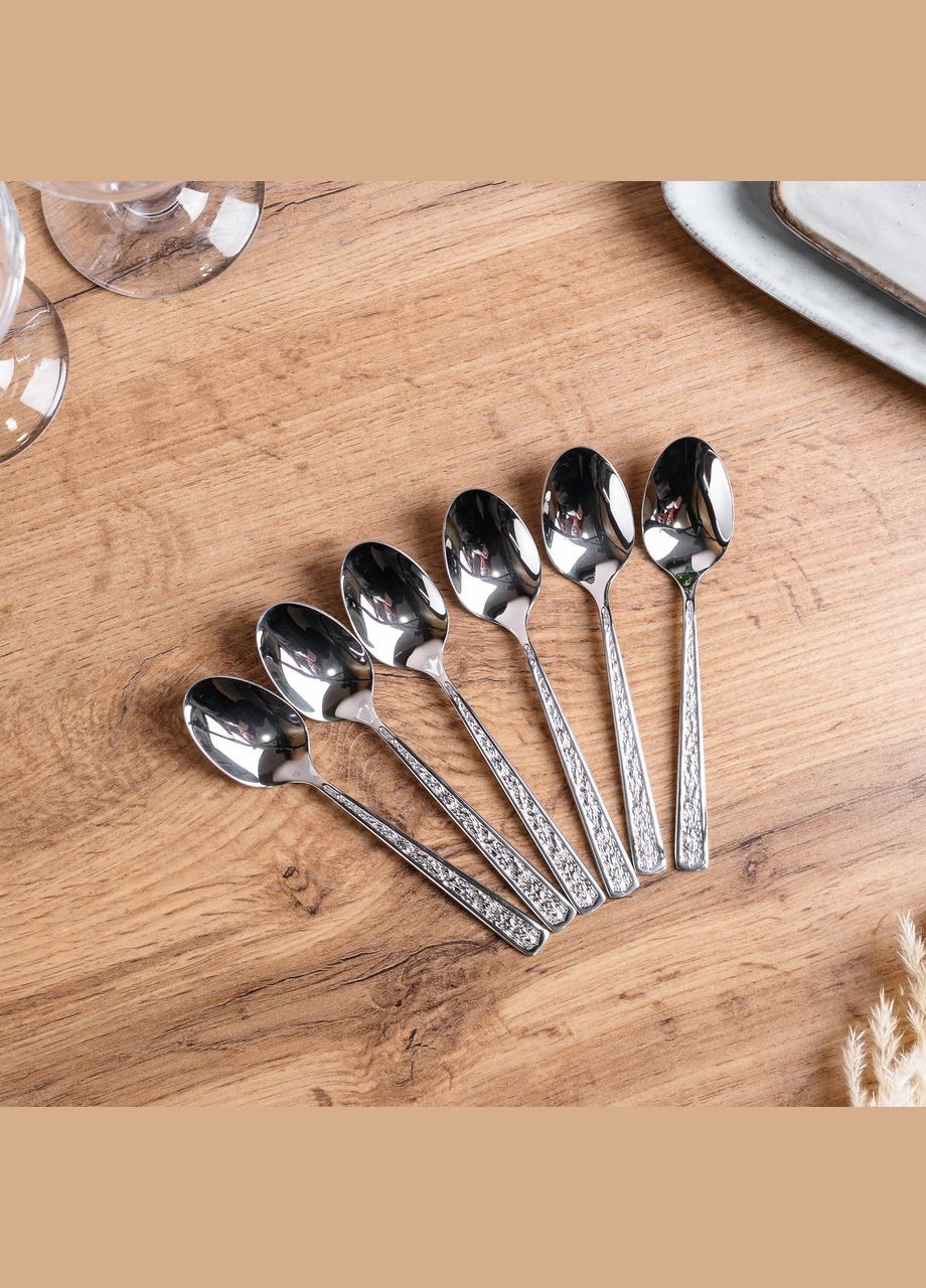 Набір чайних ложок 6 штук з фактурою, хром TS Kitchen (323652624)