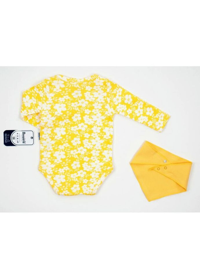 Жовтий демісезонний набір дитячого одягу з квіточками (16350-68g-yellow) Miniworld
