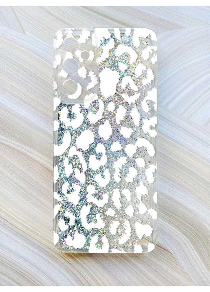 Чохол з плаваючими блискітками на Samsung Galaxy M34 5G Сріблястий:: Леопардовий принт Білий (принт 375) CASE CONTROL (360702441)