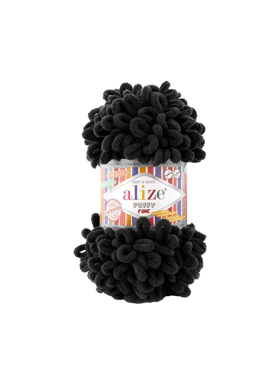 Пряжа PUFFY FINE 1060 алізе пуфі файн фантазійна нитка плюшева Alize (326835074)