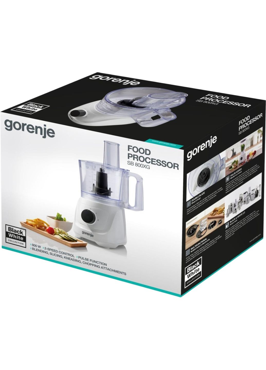 Кухонна машина 800Вт, чаша-пластик, корпус-метал/пластик, насадок-6, білий Gorenje (342113986)