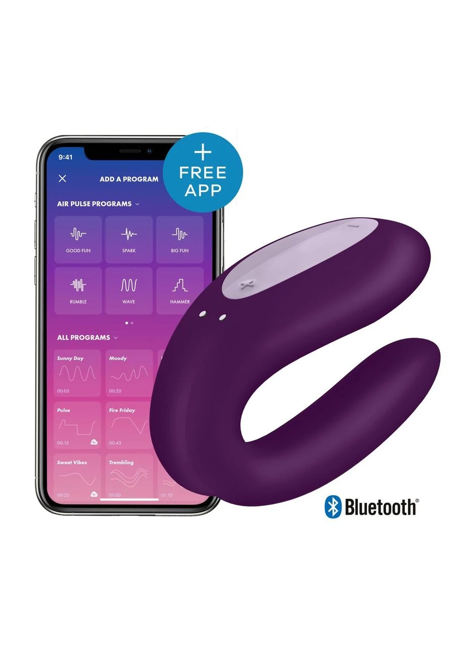Смарт-вибратор для пар Double Joy Violet с широким клиторальным стимулятором Satisfyer (383119954)