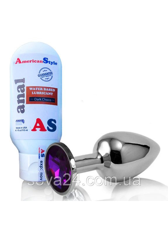 Велика конічна анальна пробка L з лубрикантом Фіолетова 8.5*4 см No Brand (340914609)