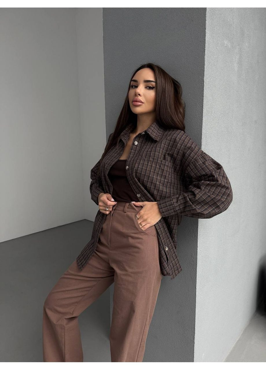 Жіноча оверсайз сорочка фланель No Brand Р1543-022 (370590767)