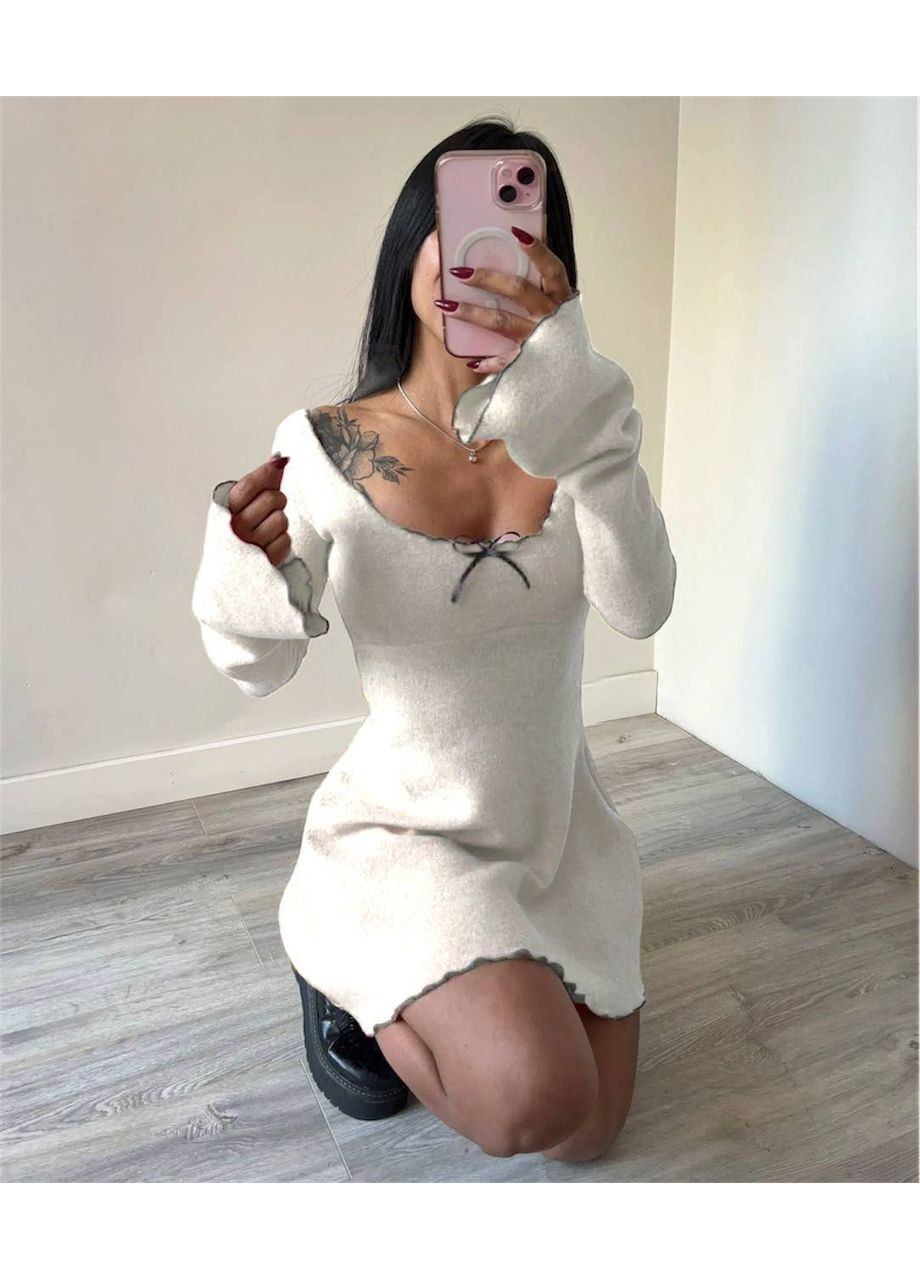 Молочное повседневный женское платье из ангоры Україна