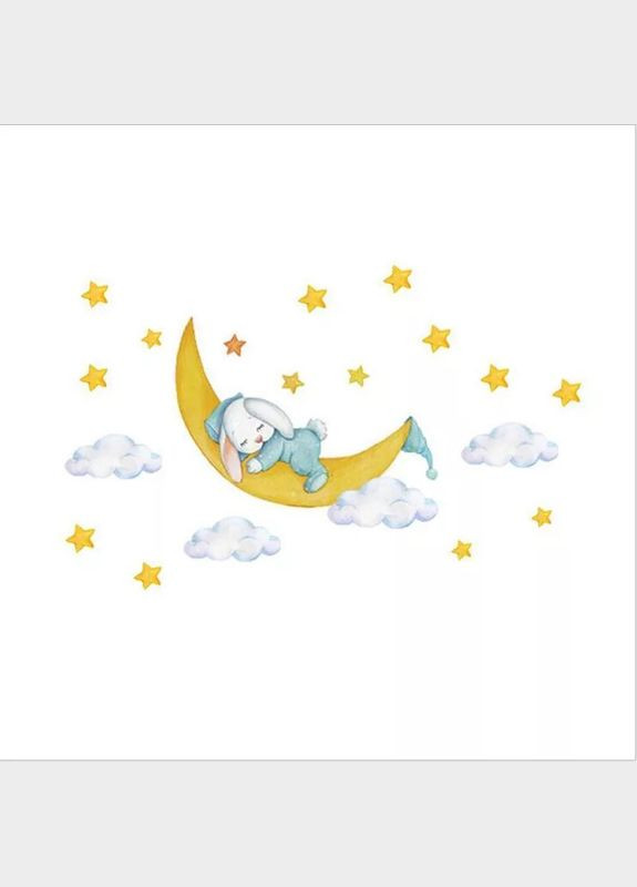 Вінілові наклейки на стіну Зайка спить на місяці (лист 30 х 60 см) Б394-27 No Brand (302242803)