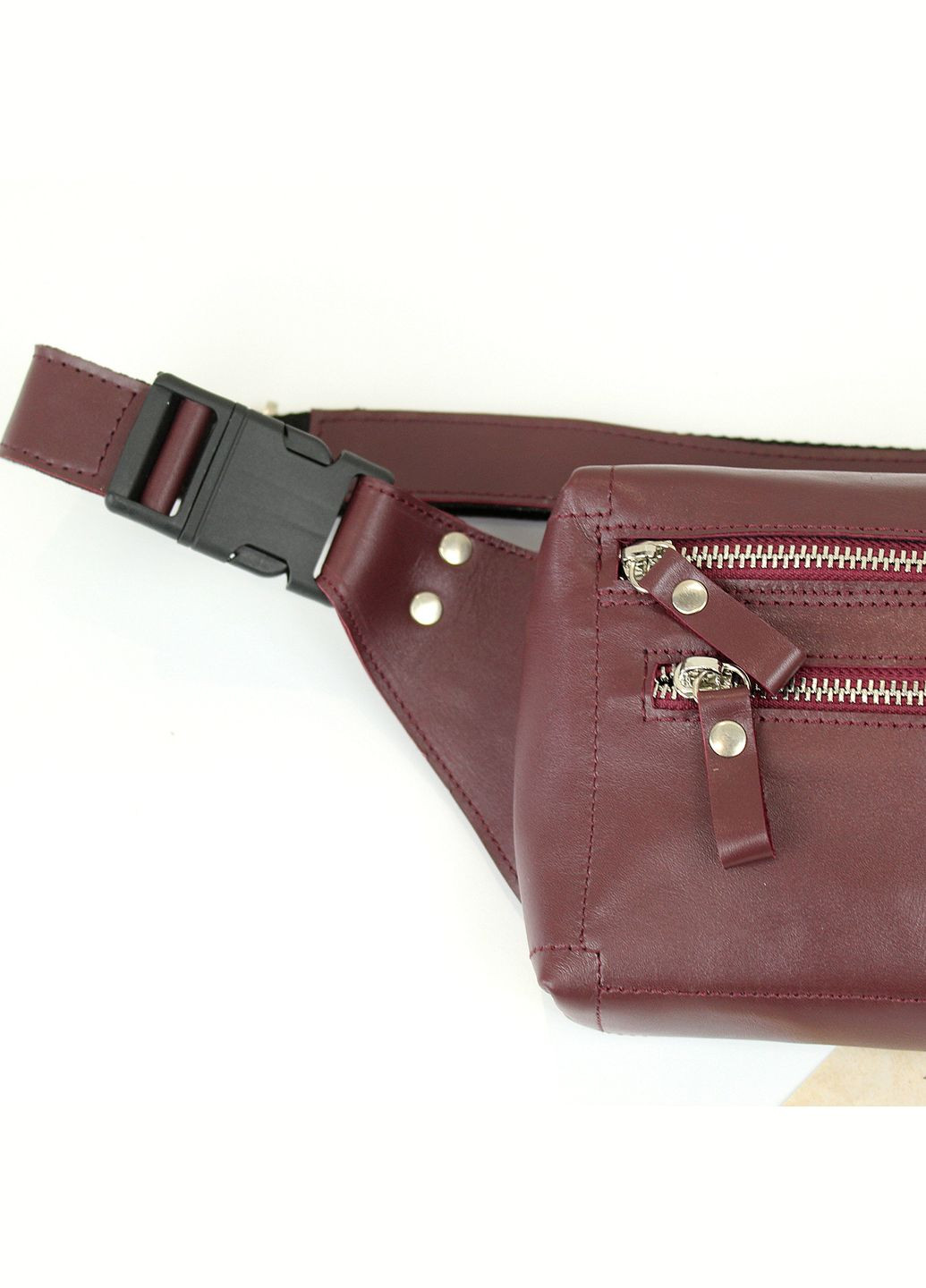 Сумка кожаная на пояс Бананка, женская. Марсала No Brand (327878131)