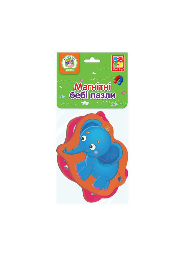 Магнітні бебі пазли "Зебра та слоненя" VT3208-12 Vladi toys (367972780)
