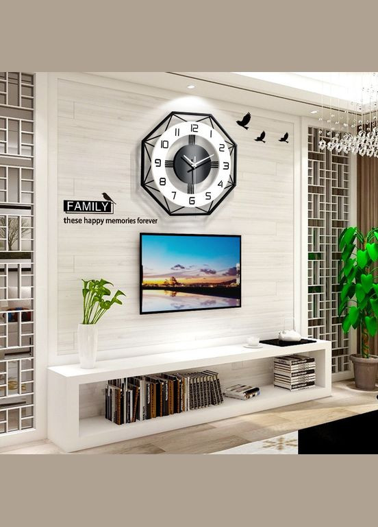 Годинник настінний дизайнерський Black&White, безшумний JT18213 / 43x43 см SST (300076188)