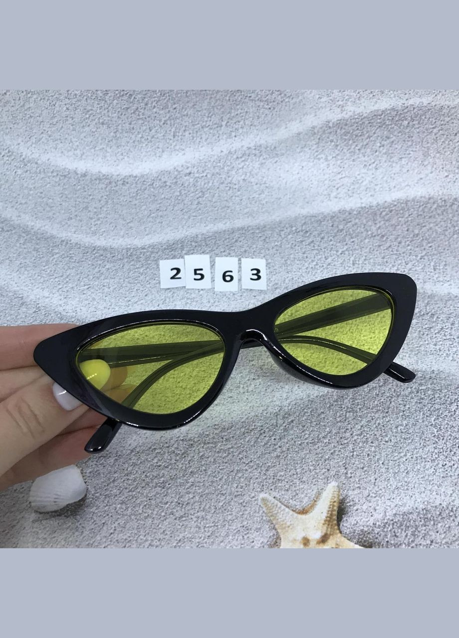 Черные ретро очки с желтыми линзами No Brand (302370695)