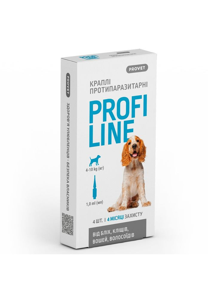 Капли на холке для собак Profiline от наружных паразитов, 1мл/4пип ProVET (292114906)