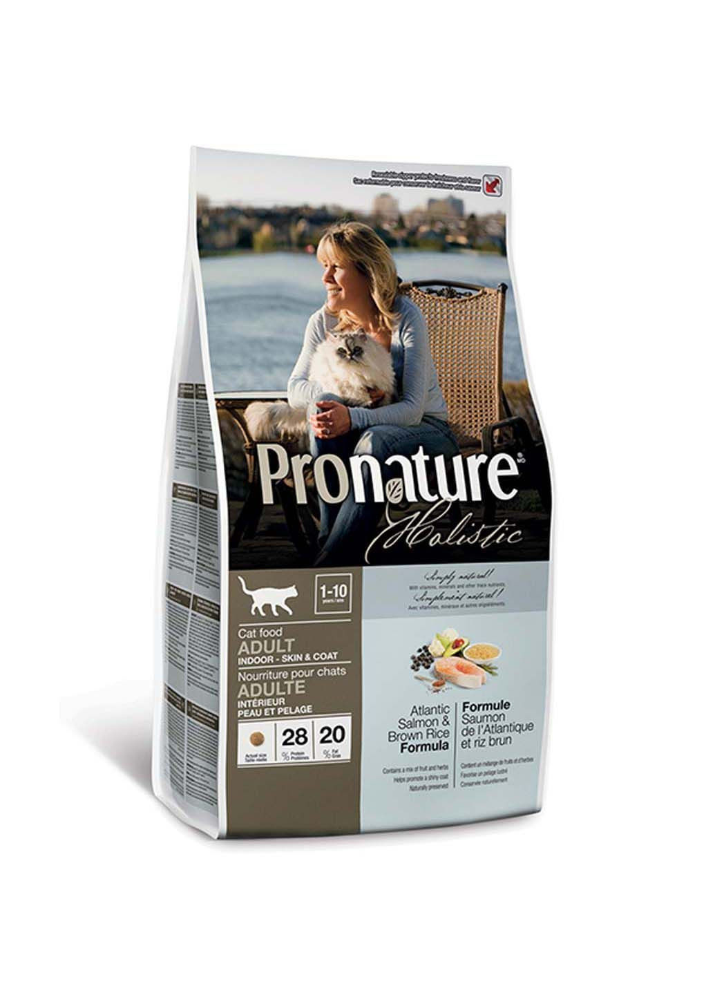 Сухий корм для дорослих котів Adult зі смаком атлантичного лосося та коричневого рису Вага: 2.72 кг Pronature Holistic (286472676)