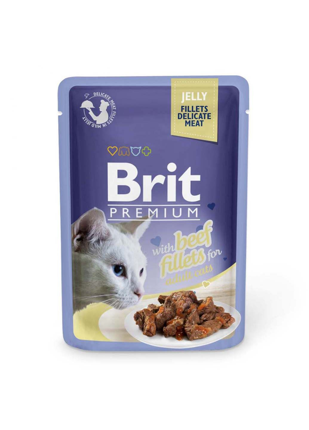 Вологий корм Cat Beef Fillets Jelly pouch для котів Brit Premium (286472983)