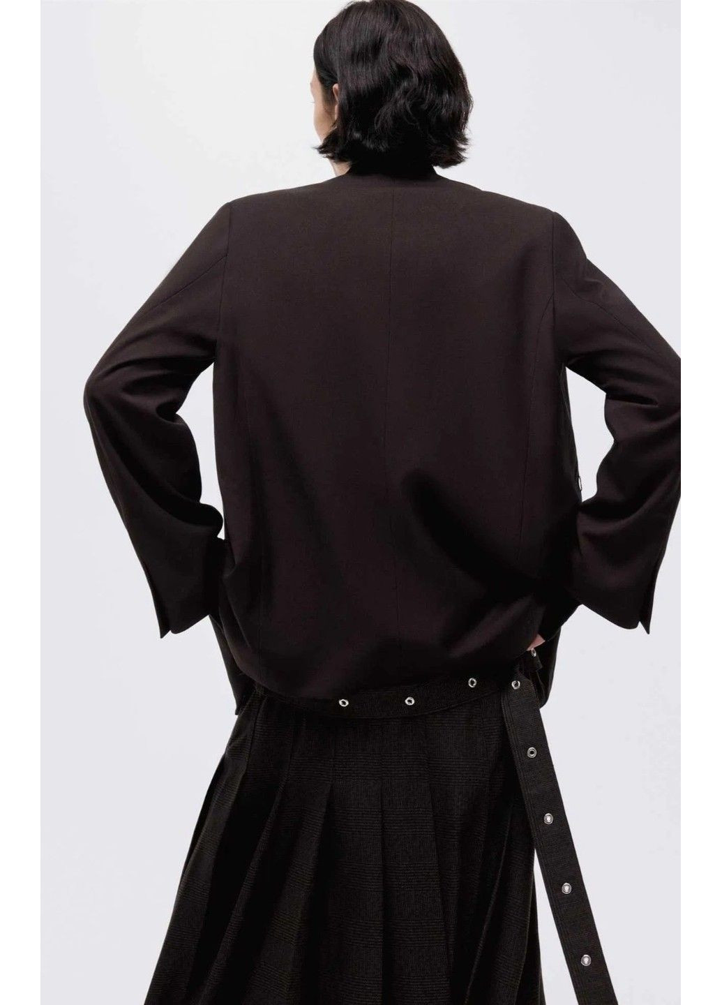 Жіночі приталений піджак з поясом Н&М (58651) XS Темно-коричневий H&M (366144625)