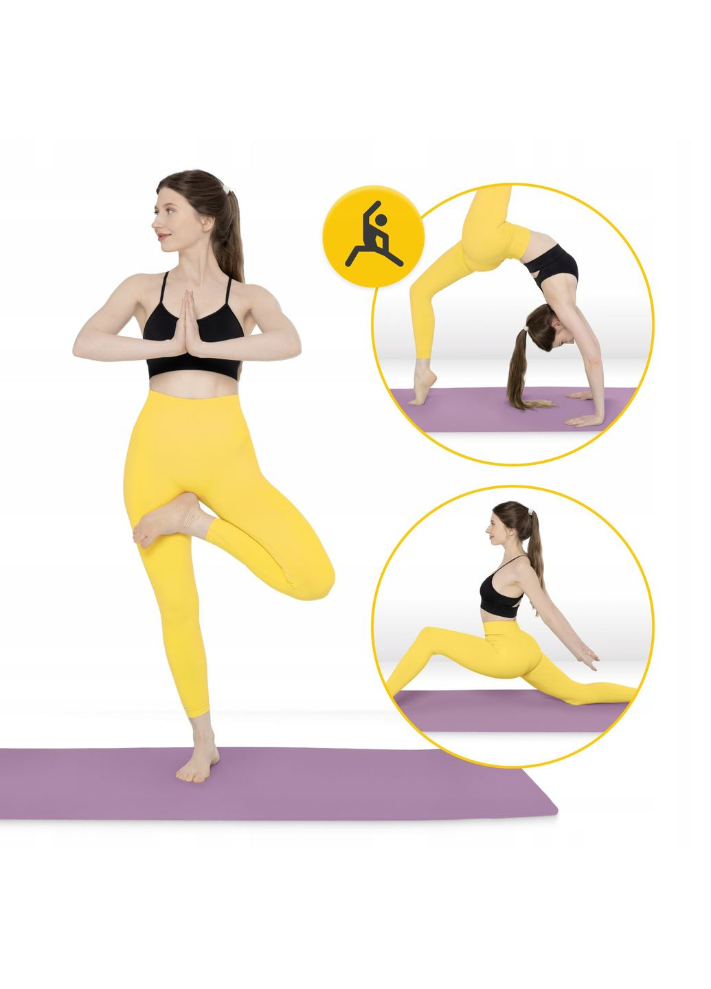 Килимок (мат) спортивний TPE 180 x 60 x 1 см для йоги та фітнесу Violet/Pink 4FIZJO (322966282)