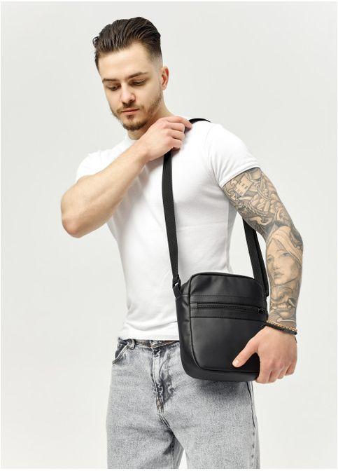 Мужская сумка мессенджер через плечо из экокожи Черная (912019723) Sambag (361244974)