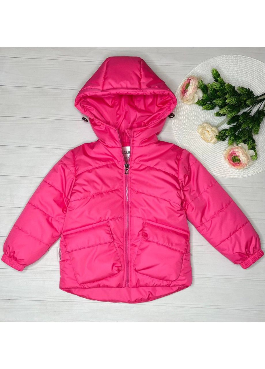 Малиновая демисезонная куртка с накладными карманами девственниц. м*ятная плащевка/х/б/синтепон 23052 Модняшки