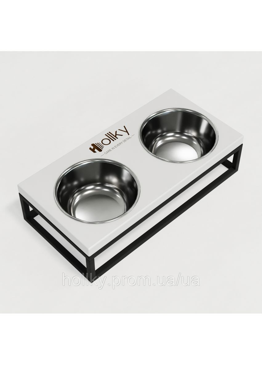 Миски на подставке для маленьких собак и кошек Base S (2×0,45 л) BS-36187-BLWH Hollky (365652731)