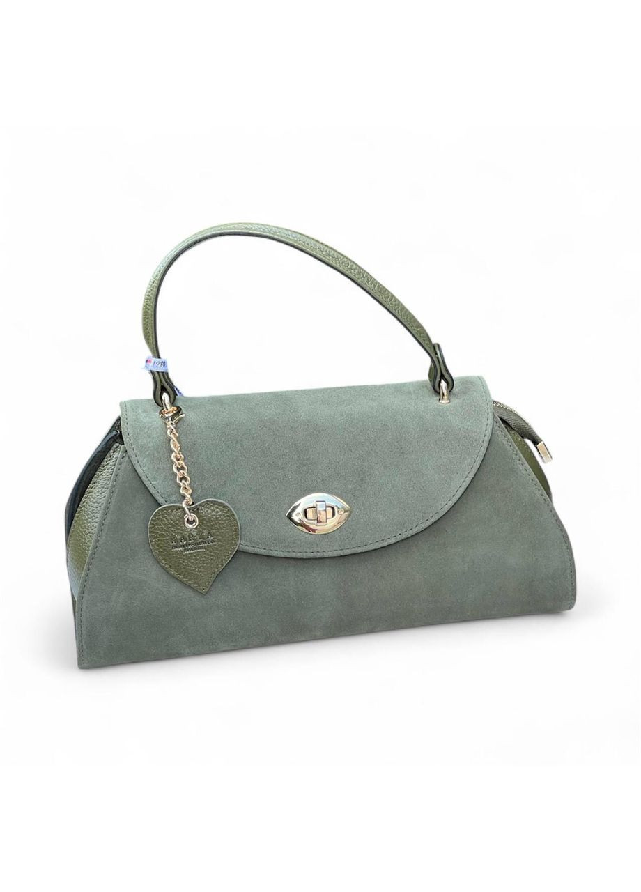 Сумка саквояж женская натуральная кожа и оливковая замша. Karya (362191587)