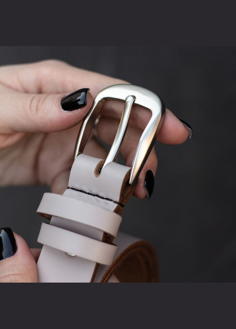 Кожаный женский ремень с серебряной пряжкой SD Handmade (357489772)