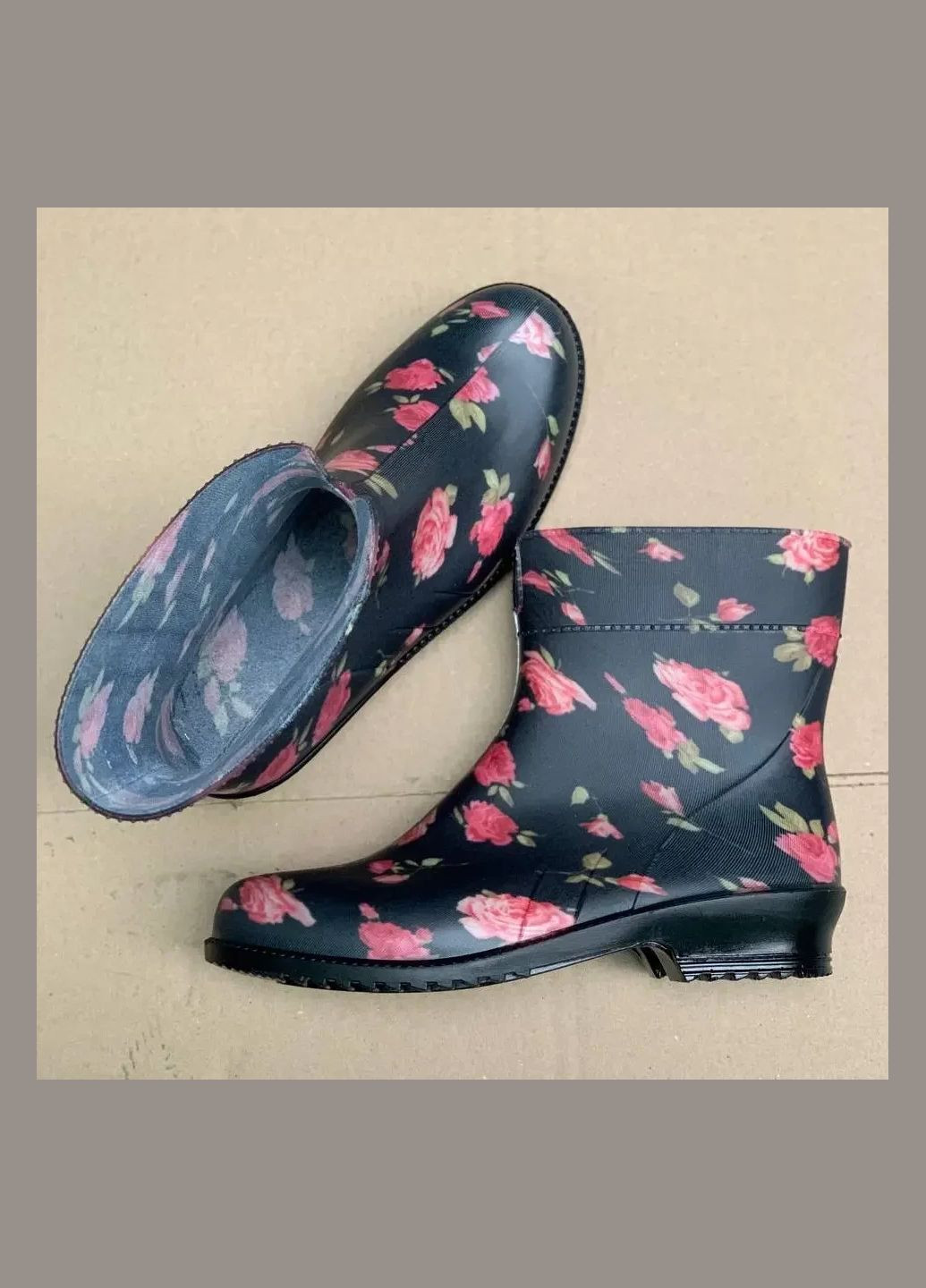 Гумові чоботи жіночі, чоботи короткі жіночі, черевики гумові жіночі розмір ТРОЯНДА Litma (342419190)