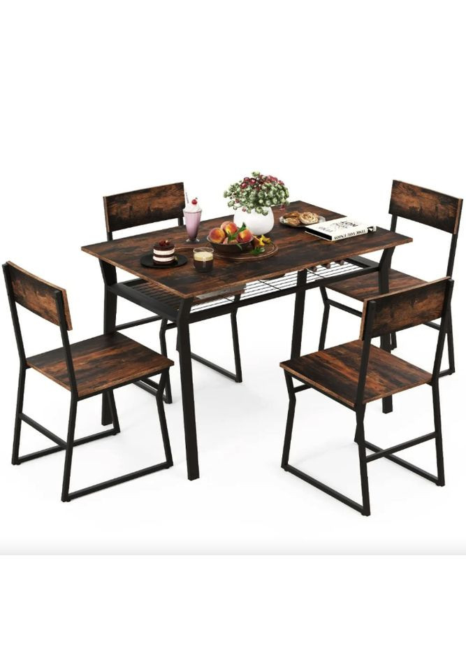 Комплект меблів Merax обідній стіл з стільцями в стилі Loft Costway (362028032)