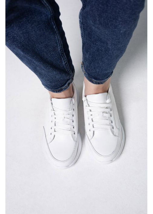 Белые демисезонные женские кожаные белые кроссовки Villomi