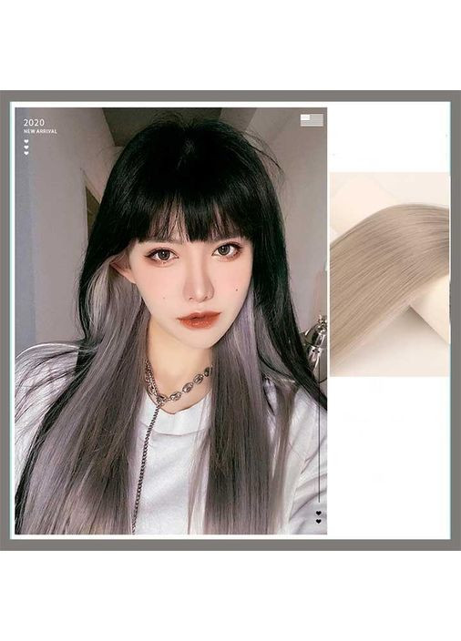 Цветная прядь волос на шпильках длина 60 см серого цвета. Накладные волосы термостойкие серые China (360603979)