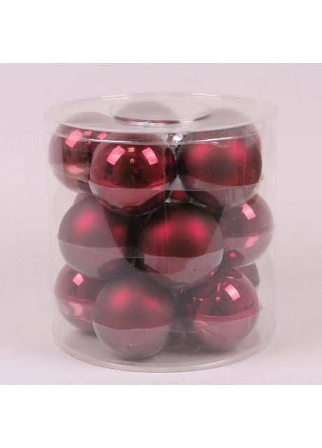 Кулі новорічні скляні 8 см. темно-червоні, набір (15 шт.) 44602, кулі на ялинку, ялинкові іграшки Flora (311202662)
