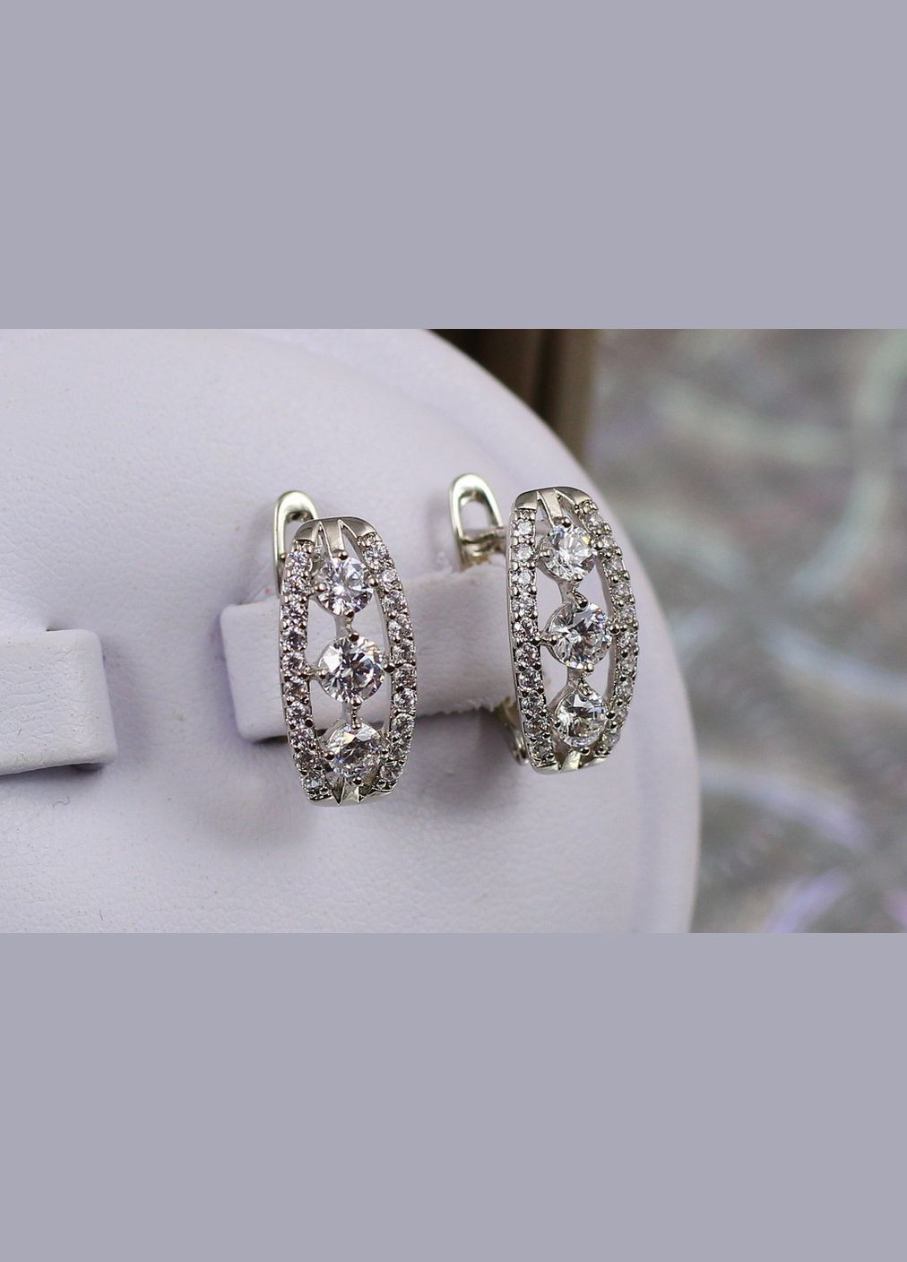 Сережки світлофор 1.5 см сріблясті Xuping Jewelry (316434012)