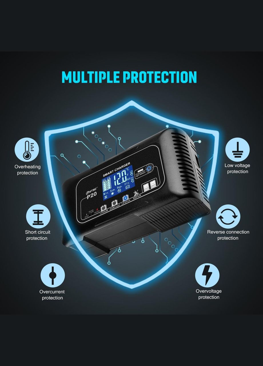 Автомобильное смарт зарядное устройство Р20 EAFC 20A 12 В 10 А 24 В для аккумуляторов AGM (297707725)