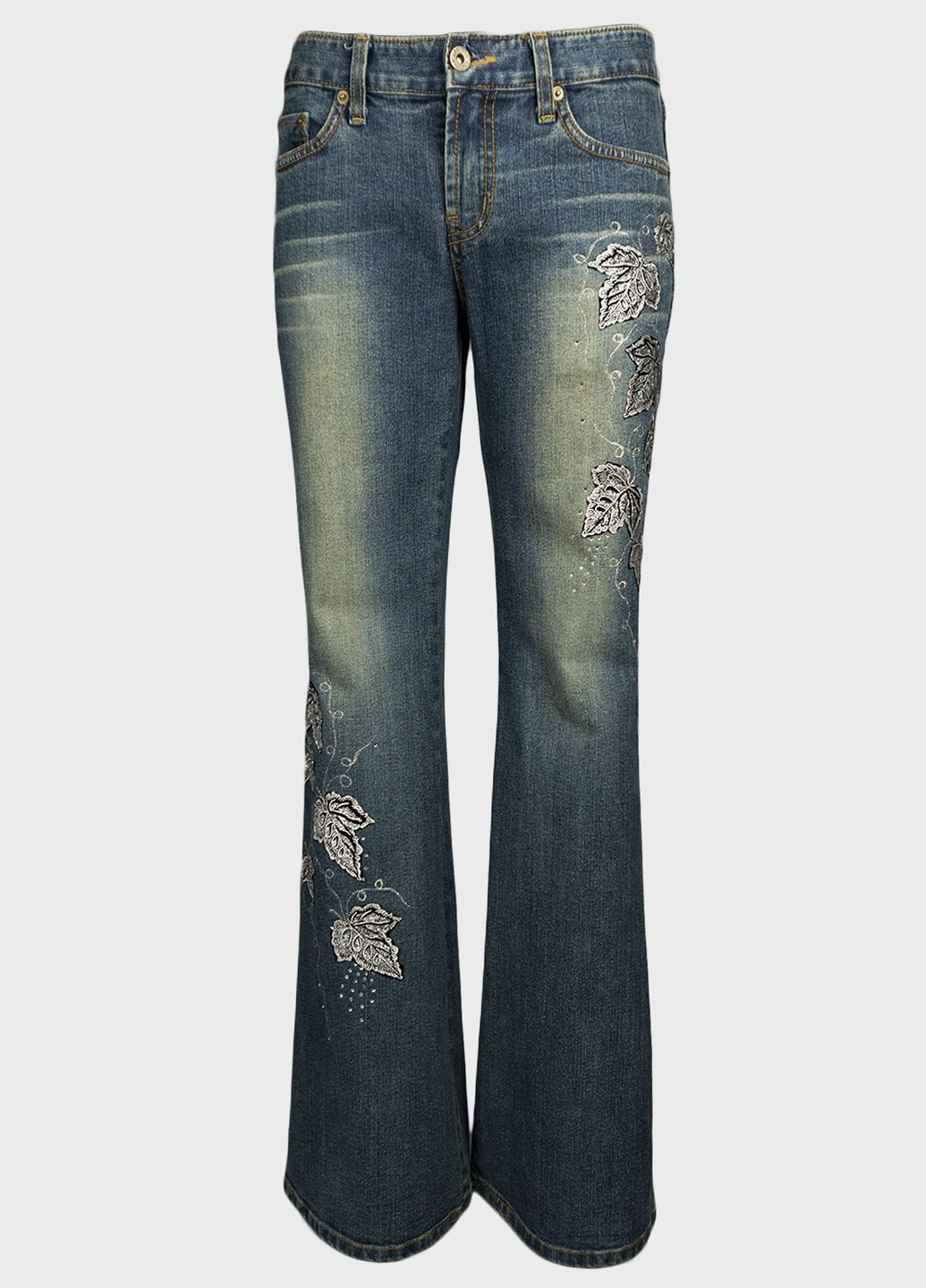 Женские винтажные клешеные джинсы S-1466 Синий Tantra - (272797647)