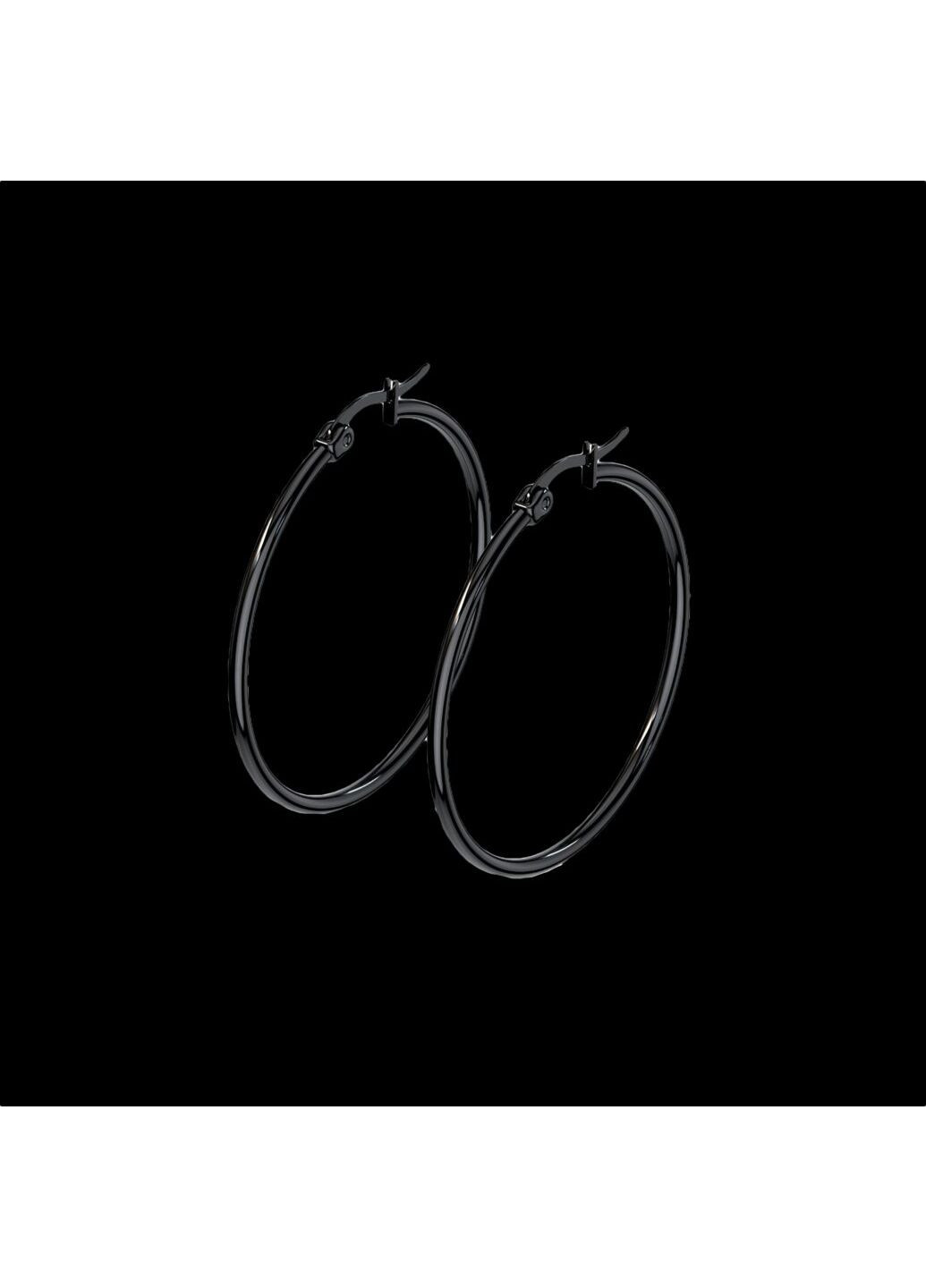 Сережки конго кільцями із медичної сталі в чорному кольорі діаметр 40 мм Spikes (287337859)
