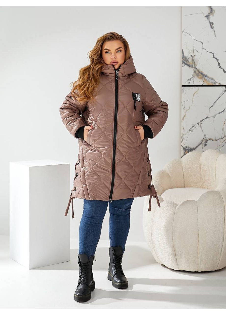 Кофейная демисезонная куртка-пальто женская Style Point