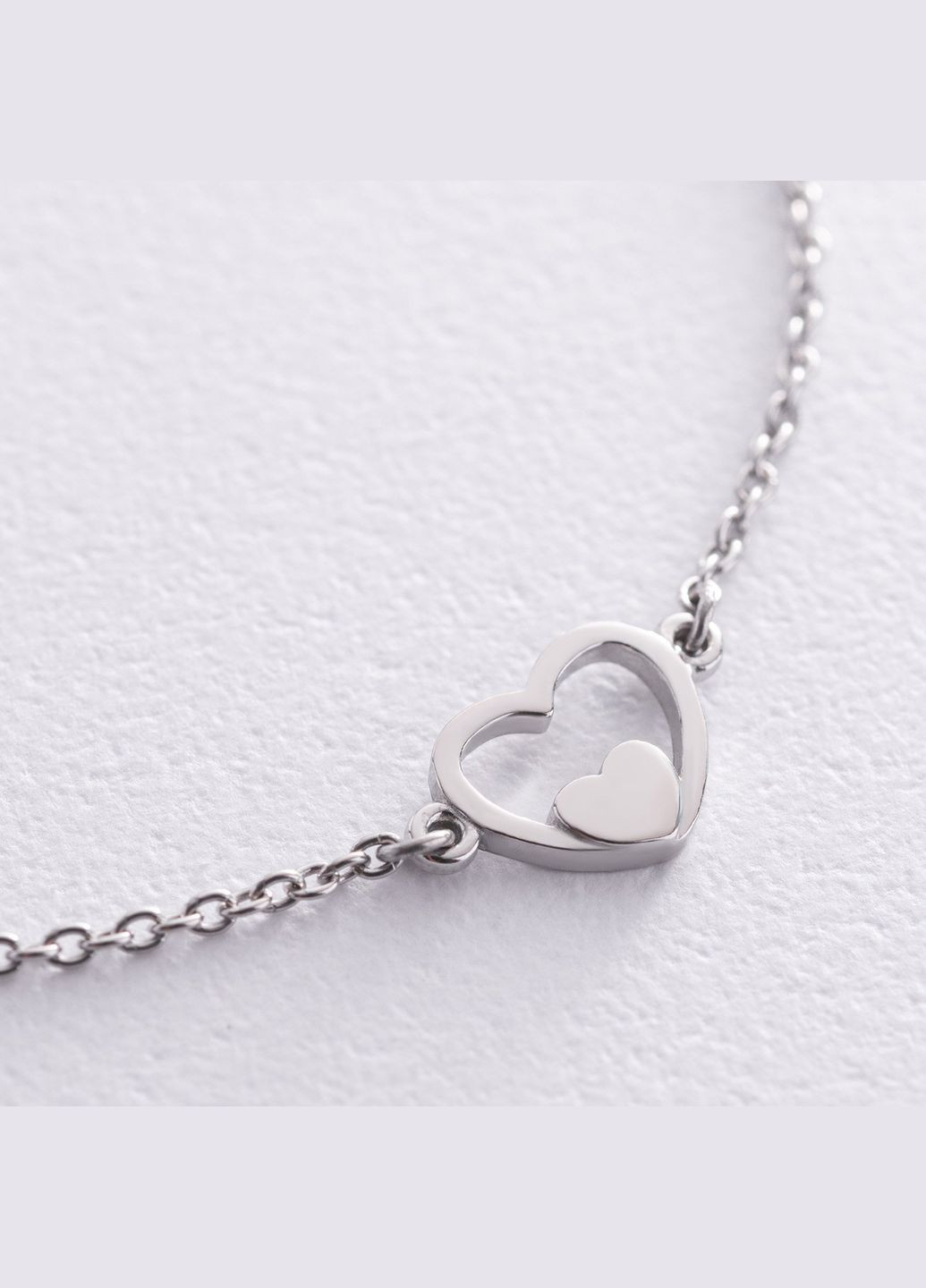 Срібний браслет Сердечко 2093 16 16 Oniks (334688788)