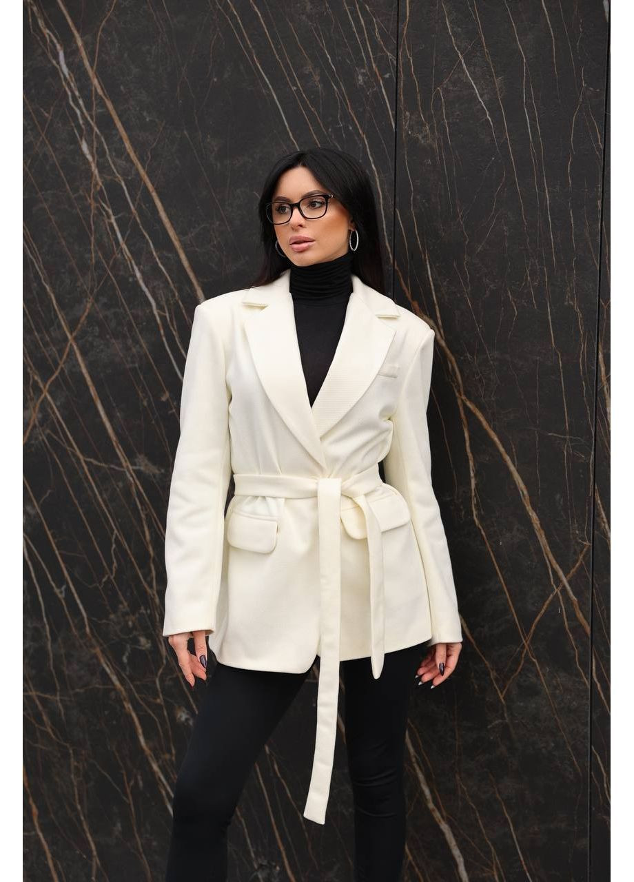 Молочное демисезонное Женский пиджак-пальто однобортное Avanti