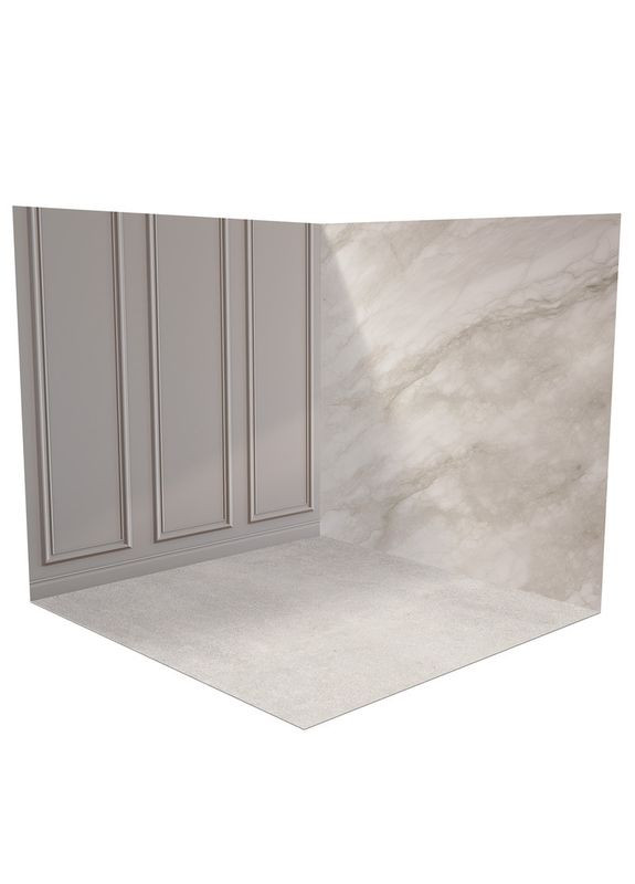 Виниловый фотофон 3D, классическая серая панель и мрамор, пол выбеленное дерево и светлый камень, 60×60 см, №58372 PhotoVinyl (354375939)