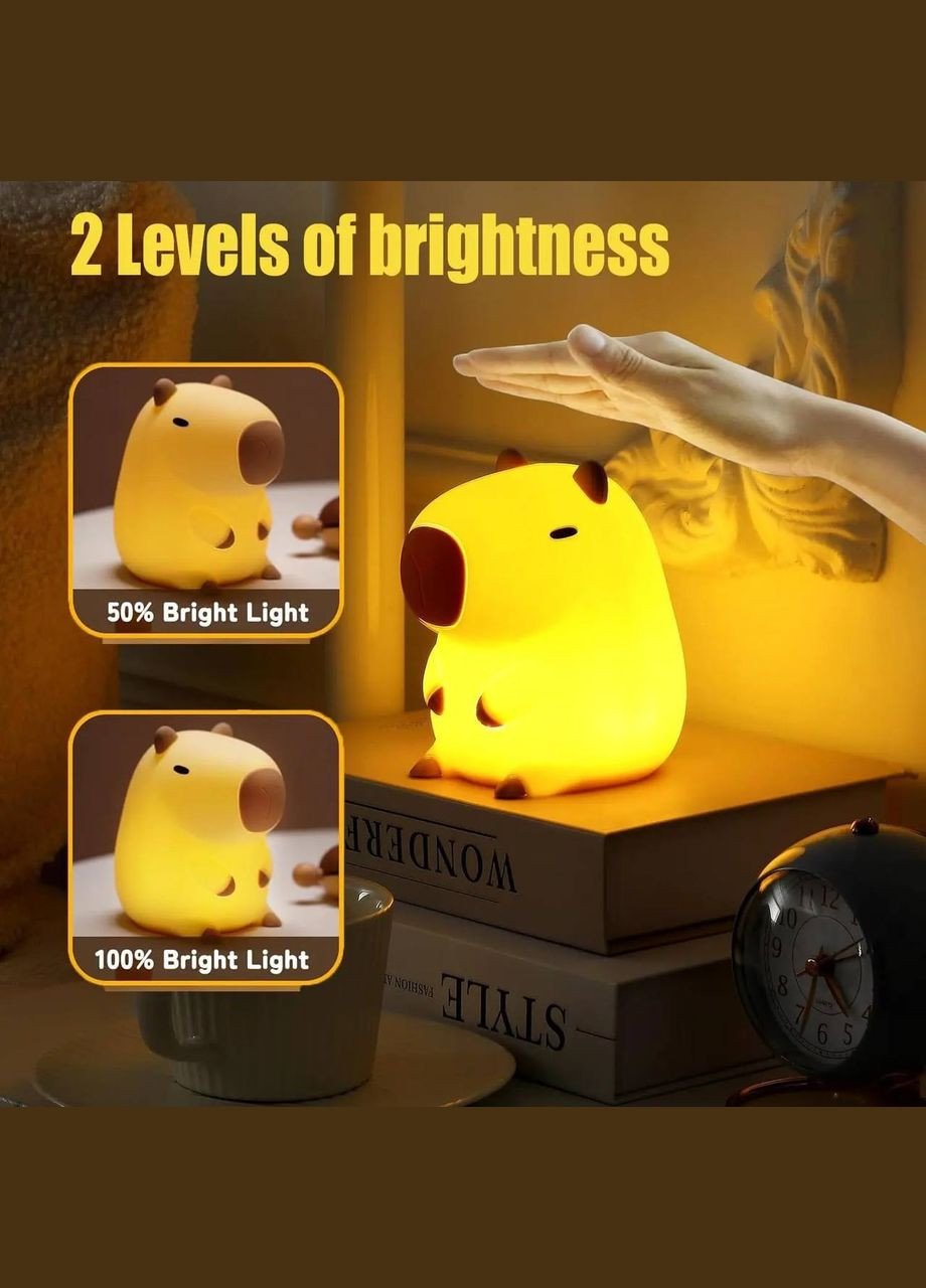 Ночник детский силиконовый светильник Капибара Мягкий сенсорный с акумулятором (0040) No Brand (307795565)