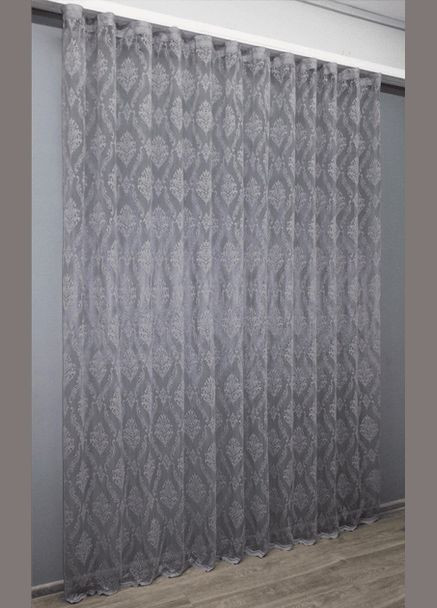 Тюль готовий сірий жакард на тасьмі "Корона", ширина 300 см, висота 250 см No Brand (294207704)