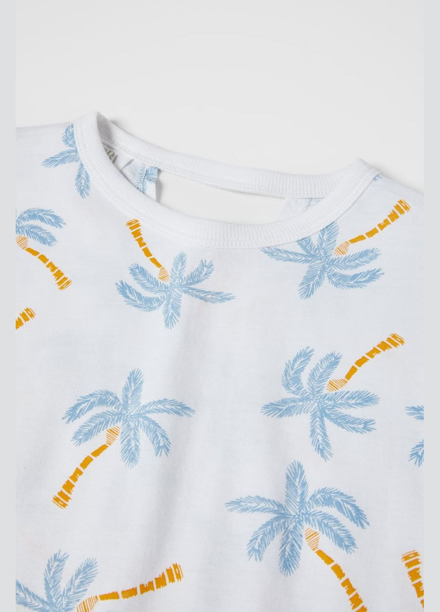 Белая летняя футболка белая пальмы Zara